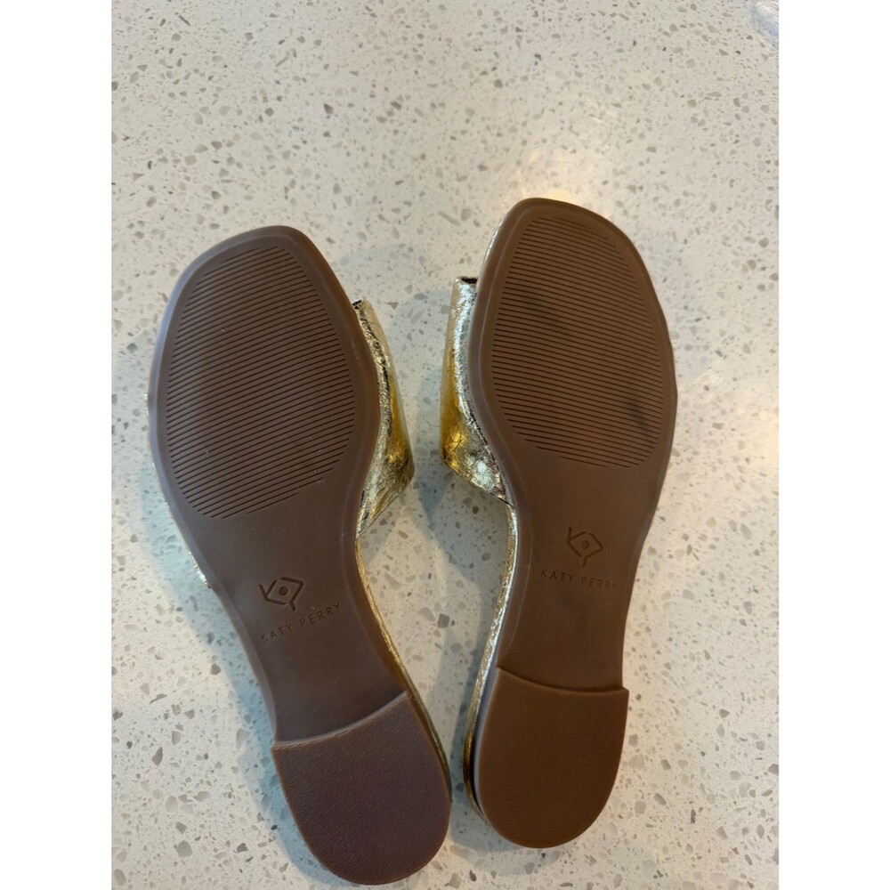 Katy Perry Collections Halie Bow Crinkled Metallic Gold Knot Sandal 7 - Picture 2 of 5
